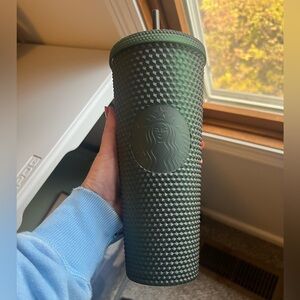 Starbucks Textured Dark Green Tumbler with Straw